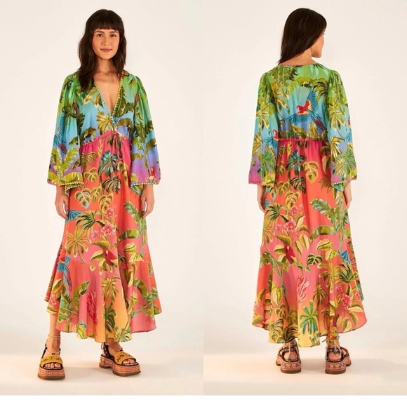 chinese dress ladies Farm Rio Belle Garden Lenzing Ecovero Viscose Maxi Dress